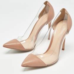 Pre Owned Gianvito Rossi Pink Leather and PVC Plexi Pumps Size 40.5