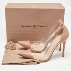 Pre Owned Gianvito Rossi Pink Leather and PVC Plexi Pumps Size 40.5