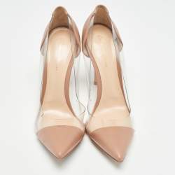 Pre Owned Gianvito Rossi Pink Leather and PVC Plexi Pumps Size 40.5