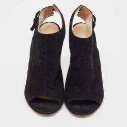 Gianvito Rossi Black Suede Open Toe Slingback Sandals Size 38.5