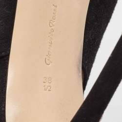 Gianvito Rossi Black Suede Open Toe Slingback Sandals Size 38.5