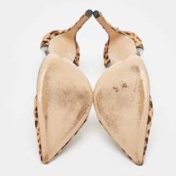 Pre Owned Gianvito Rossi Brown/Beige Leopard Print Calf Hair and PVC Plexi Pumps Size 39