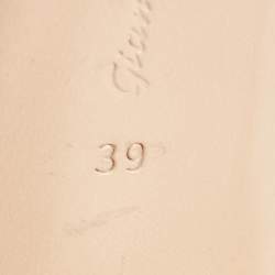 Pre Owned Gianvito Rossi Beige Textured Suede Elle Slide Sandals Size 39