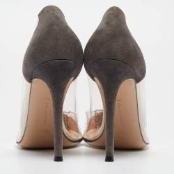 Pre Owned Gianvito Rossi Tricolor Suede and PVC Plexi Pumps Size 38
