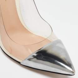 Pre Owned Gianvito Rossi Tricolor Suede and PVC Plexi Pumps Size 38