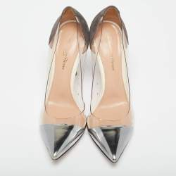 Pre Owned Gianvito Rossi Tricolor Suede and PVC Plexi Pumps Size 38