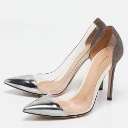 Pre Owned Gianvito Rossi Tricolor Suede and PVC Plexi Pumps Size 38