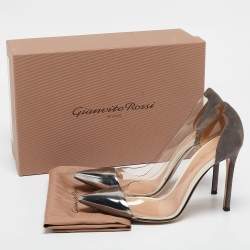 Pre Owned Gianvito Rossi Tricolor Suede and PVC Plexi Pumps Size 38