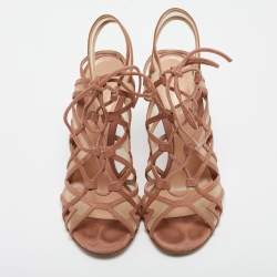 Gianvito Rossi Brown Suede and Mesh Adria Sandals Size 37.5
