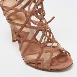 Gianvito Rossi Brown Suede and Mesh Adria Sandals Size 37.5