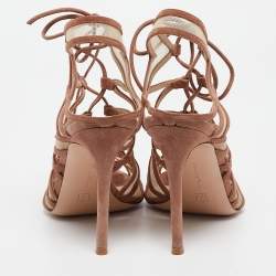 Gianvito Rossi Brown Suede and Mesh Adria Sandals Size 37.5