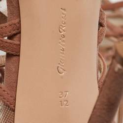 Gianvito Rossi Brown Suede and Mesh Adria Sandals Size 37.5