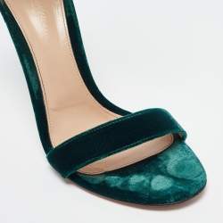 Gianvito Rossi Green Velvet Portofino  Ankle Strap Sandals Size 41