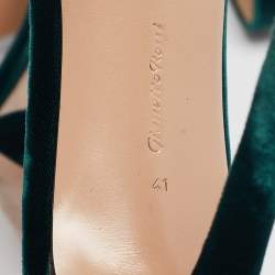 Gianvito Rossi Green Velvet Portofino  Ankle Strap Sandals Size 41