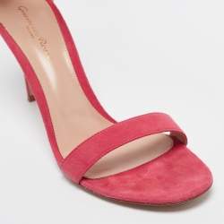 Pre Owned Gianvito Rossi Pink Suede Portofino Ankle Strap Sandals Size 40.5
