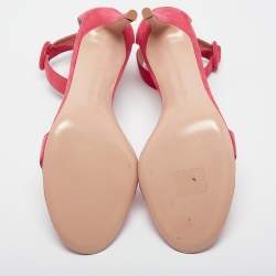 Pre Owned Gianvito Rossi Pink Suede Portofino Ankle Strap Sandals Size 40.5