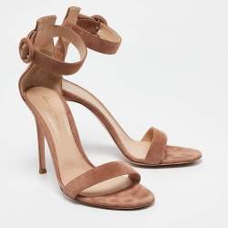 Pre Owned Gianvito Rossi Brown Suede Portofino Ankle Strap Sandals Size 40