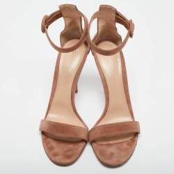 Pre Owned Gianvito Rossi Brown Suede Portofino Ankle Strap Sandals Size 40