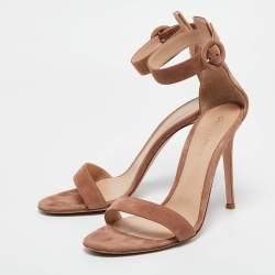 Pre Owned Gianvito Rossi Brown Suede Portofino Ankle Strap Sandals Size 40