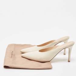 Pre Owned Gianvito Rossi Cream Leather Slides Size 37.5