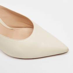 Pre Owned Gianvito Rossi Cream Leather Slides Size 37.5