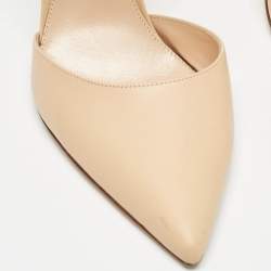 Pre Owned Gianvito Rossi Beige/Transparent Leather and PVC Virtua Pointed Toe Mules Size 40.5