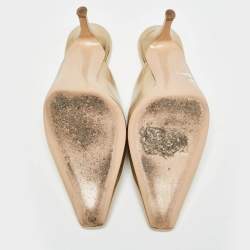 Pre Owned Gianvito Rossi Gold Leather Lindsay Mules Size 35.5