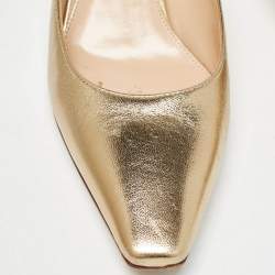 Pre Owned Gianvito Rossi Gold Leather Lindsay Mules Size 35.5