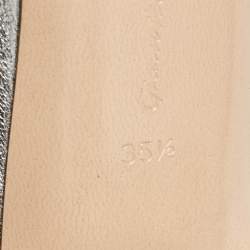 Pre Owned Gianvito Rossi Silver Leather Lindsay Mules Size 35.5