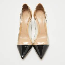 Gianvito Rossi Black/Beige Patent and PVC Plexi Pumps Size 40