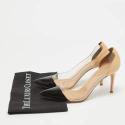 Gianvito Rossi Black/Beige Patent and PVC Plexi Pumps Size 40