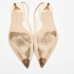 Pre Owned Gianvito Rossi Beige Patent Leather Slingback Pumps Size 39