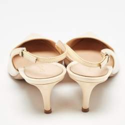 Pre Owned Gianvito Rossi Beige Patent Leather Slingback Pumps Size 39