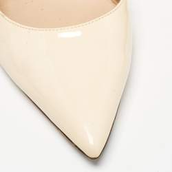 Pre Owned Gianvito Rossi Beige Patent Leather Slingback Pumps Size 39