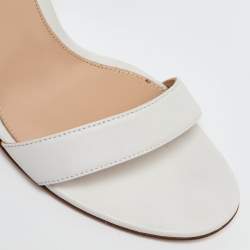 Pre Owned Gianvito Rossi White Leather Portofino Ankle Strap Sandals Size 38