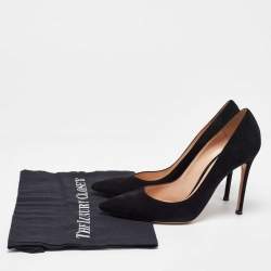 Pre Owned Gianvito Rossi Black Suede Gianvito 105 Pointed Toe Pumps Size 38.5