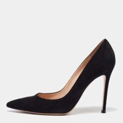 Pre Owned Gianvito Rossi Black Suede Gianvito 105 Pointed Toe Pumps Size 38.5