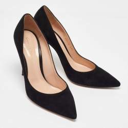Pre Owned Gianvito Rossi Black Suede Gianvito 105 Pointed Toe Pumps Size 38.5
