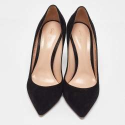 Pre Owned Gianvito Rossi Black Suede Gianvito 105 Pointed Toe Pumps Size 38.5