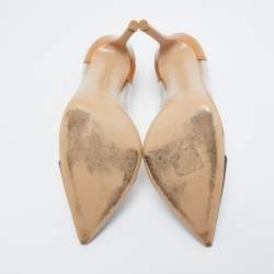 Gianvito Rossi Nude/Black Patent Leather And PVC Plexi Pointed Toe Pumps Size 38