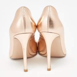Pre Owned Gianvito Rossi Dull Gold Leather Gianvito 105 Pumps Size 36.5