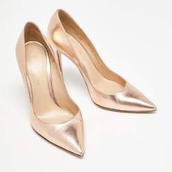 Pre Owned Gianvito Rossi Dull Gold Leather Gianvito 105 Pumps Size 36.5