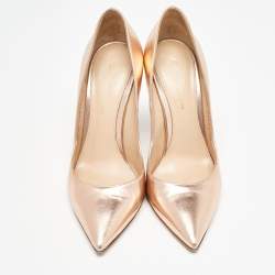 Pre Owned Gianvito Rossi Dull Gold Leather Gianvito 105 Pumps Size 36.5