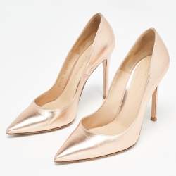 Pre Owned Gianvito Rossi Dull Gold Leather Gianvito 105 Pumps Size 36.5