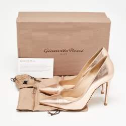 Pre Owned Gianvito Rossi Dull Gold Leather Gianvito 105 Pumps Size 36.5