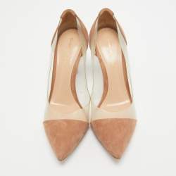 Gianvito Rossi Beige/Transparent PVC and Suede Plexi Pumps Size 36