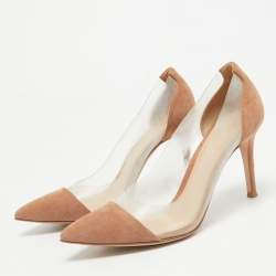 Gianvito Rossi Beige/Transparent PVC and Suede Plexi Pumps Size 36