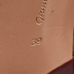 Pre Owned Gianvito Rossi Burgundy Leather Ankle Wrap Sandals Size 39