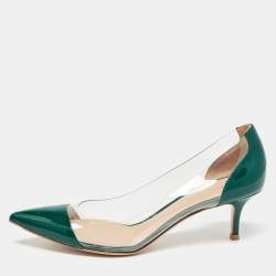 Pre Owned Gianvito Rossi Green/Transparent Patent and PVC Plexi Pumps Size 39