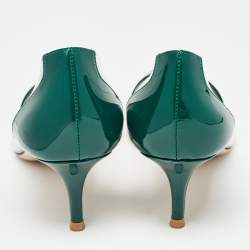 Pre Owned Gianvito Rossi Green/Transparent Patent and PVC Plexi Pumps Size 39